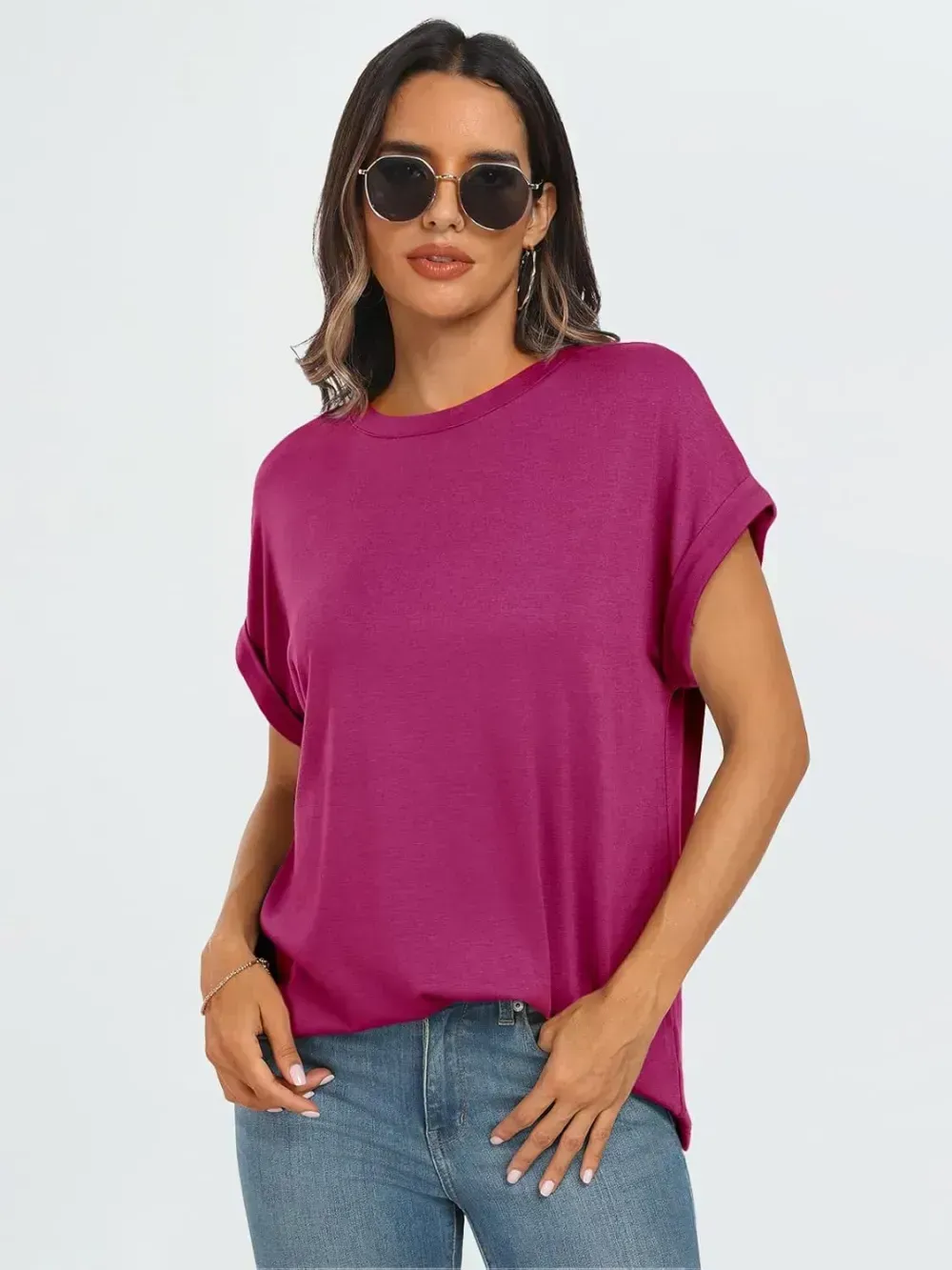 AUTOMET Women Tops Casual Basic T Shirts Loose Fit Crewneck Short Sleeve Summer Outfits