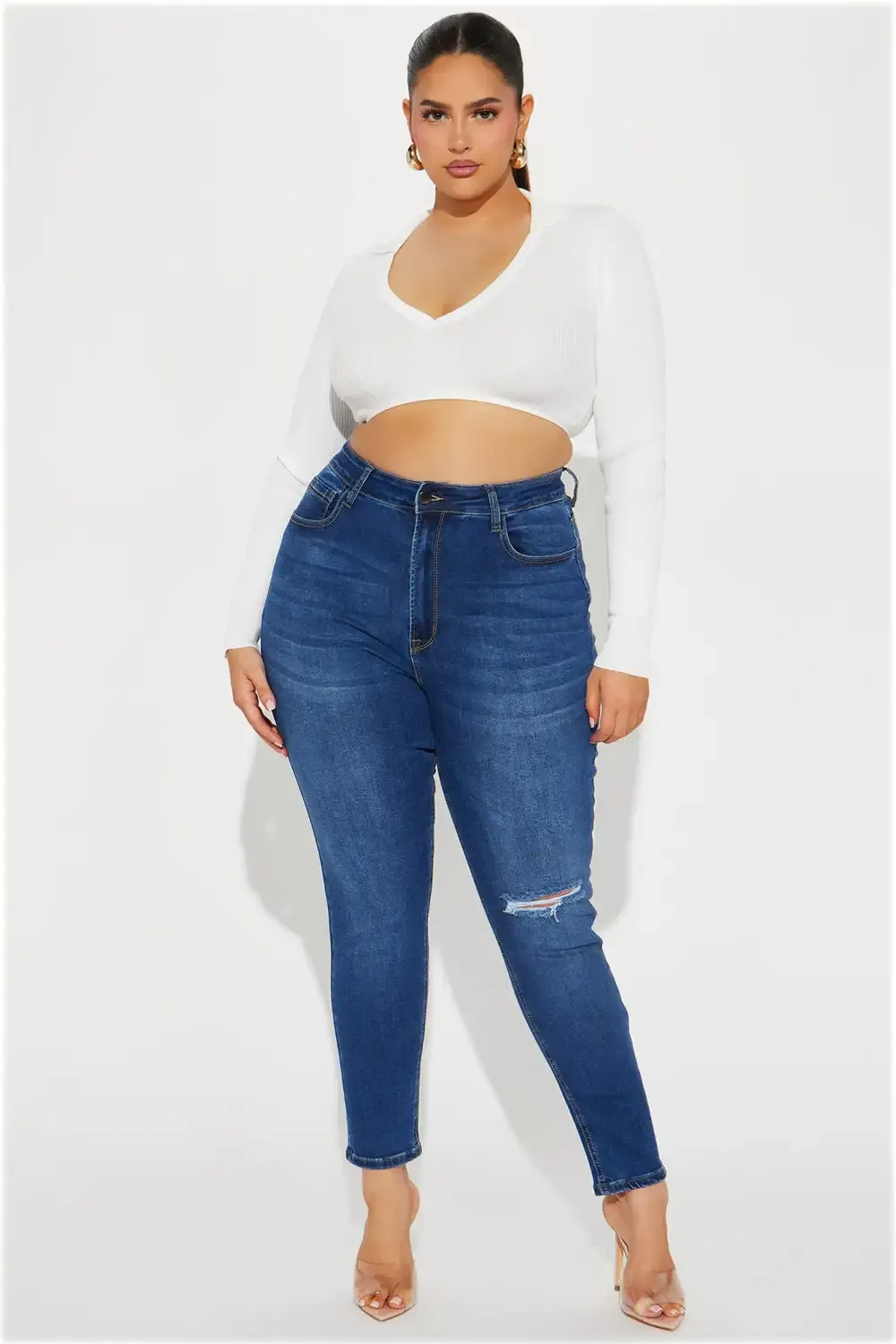 Lia Super Soft Ripped Booty Lifter Skinny Jeans - Medium Wash