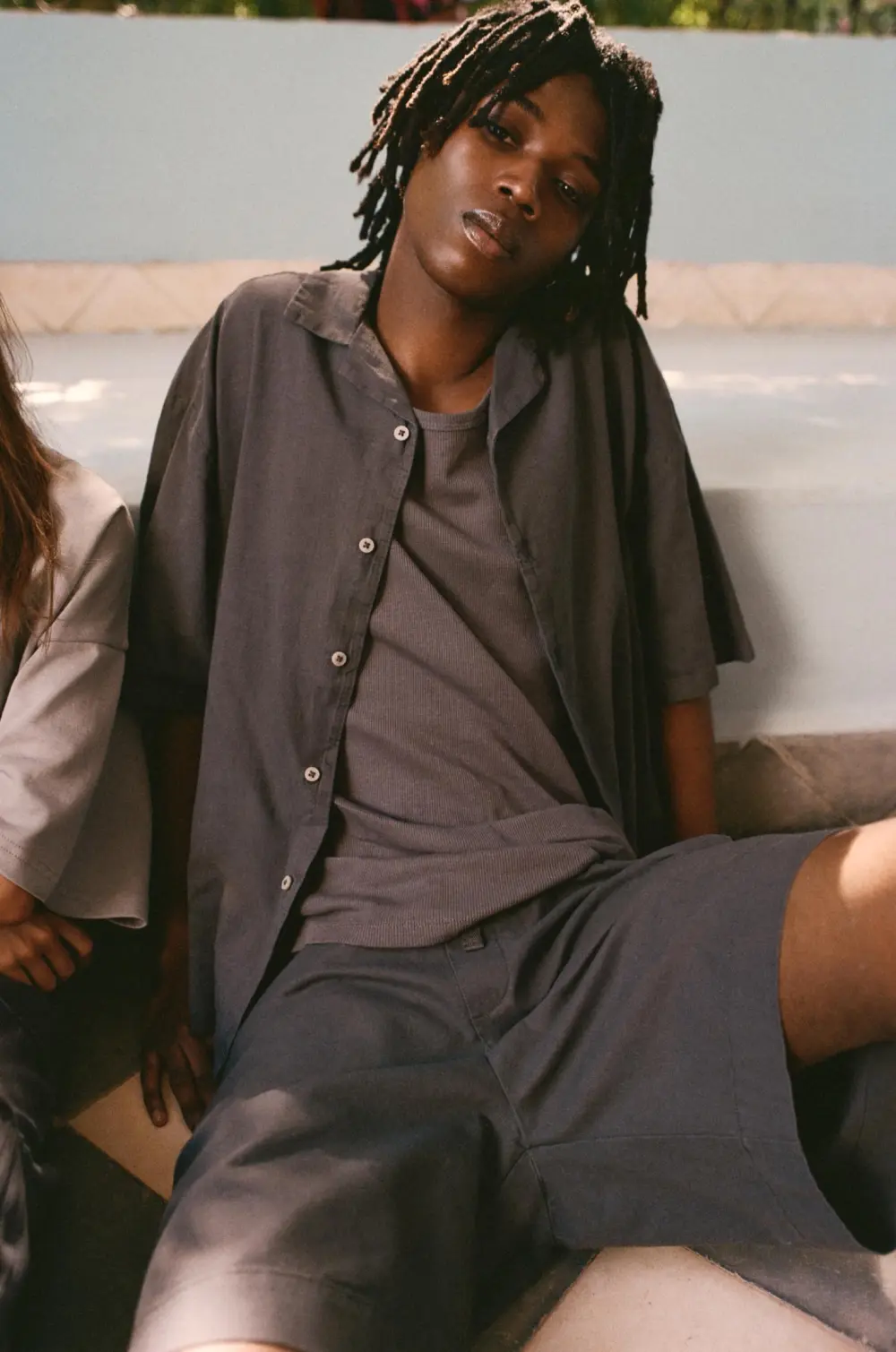 Linen blend jogger Bermuda shorts