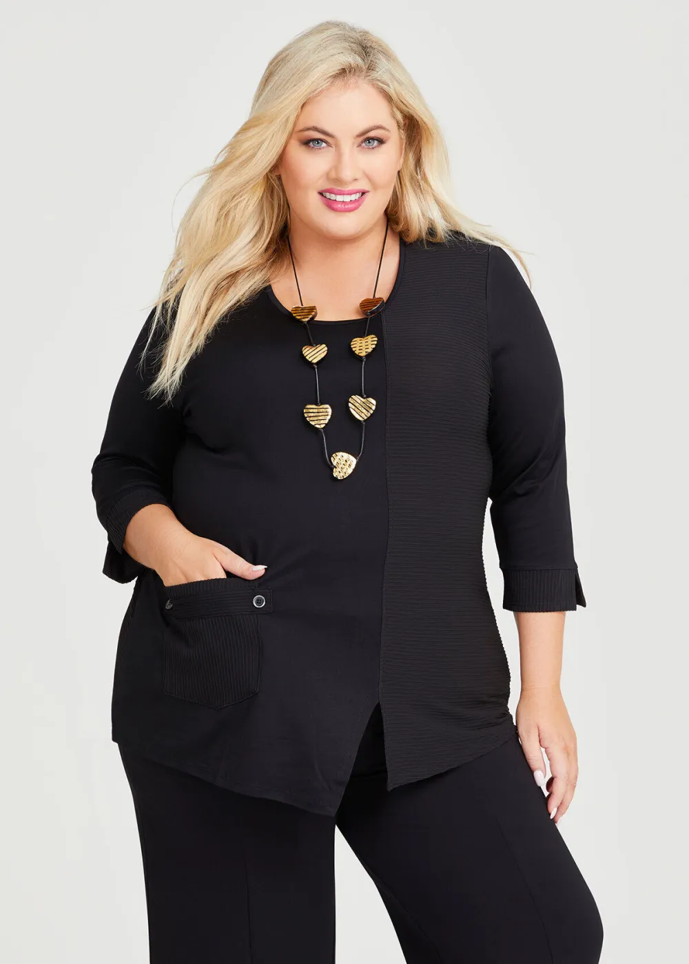 Ponte & Rib Sliced Top