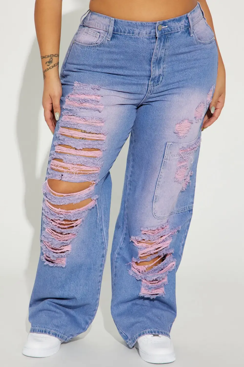Off The Walls Tinted Straight Leg Jeans - Purple