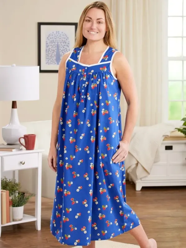 Ella Simone Strawberry Fields Cotton Nightgown