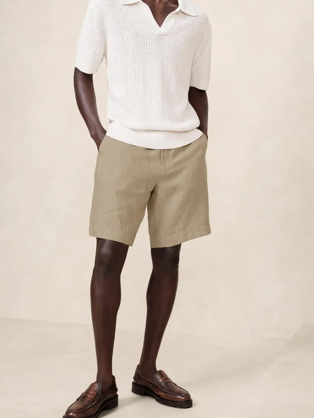 Skin-Friendly Linen 9-Inch Taupe Men's Shorts