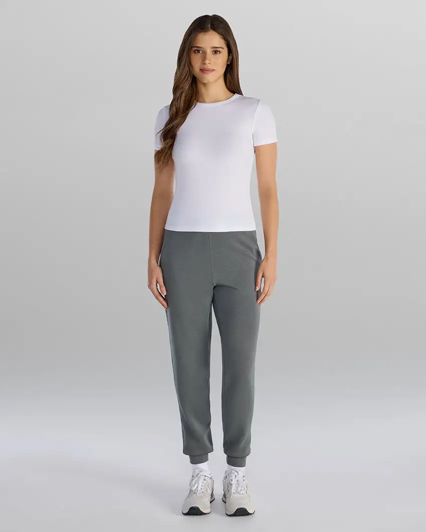Modal Micro Rib Fitted Short Sleeve