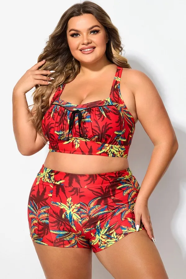 Retro Wireless Ruched Cups Crossback Bikini Top