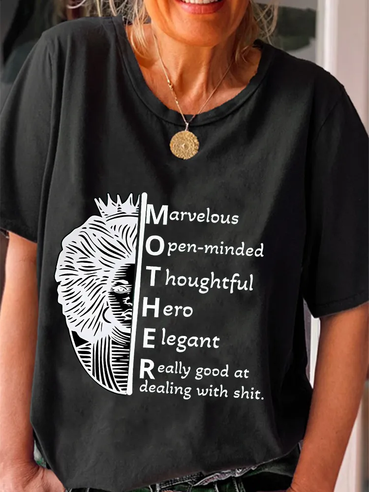 Women'S Marvelous Open-Minded Thoughtful Hero Elegant Really Good At Dealing With Shit Round-Neck Short-Sleeved T-Shirt