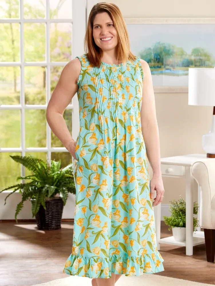 Ella Simone Dutch Tulips Floral Cotton Nightgown