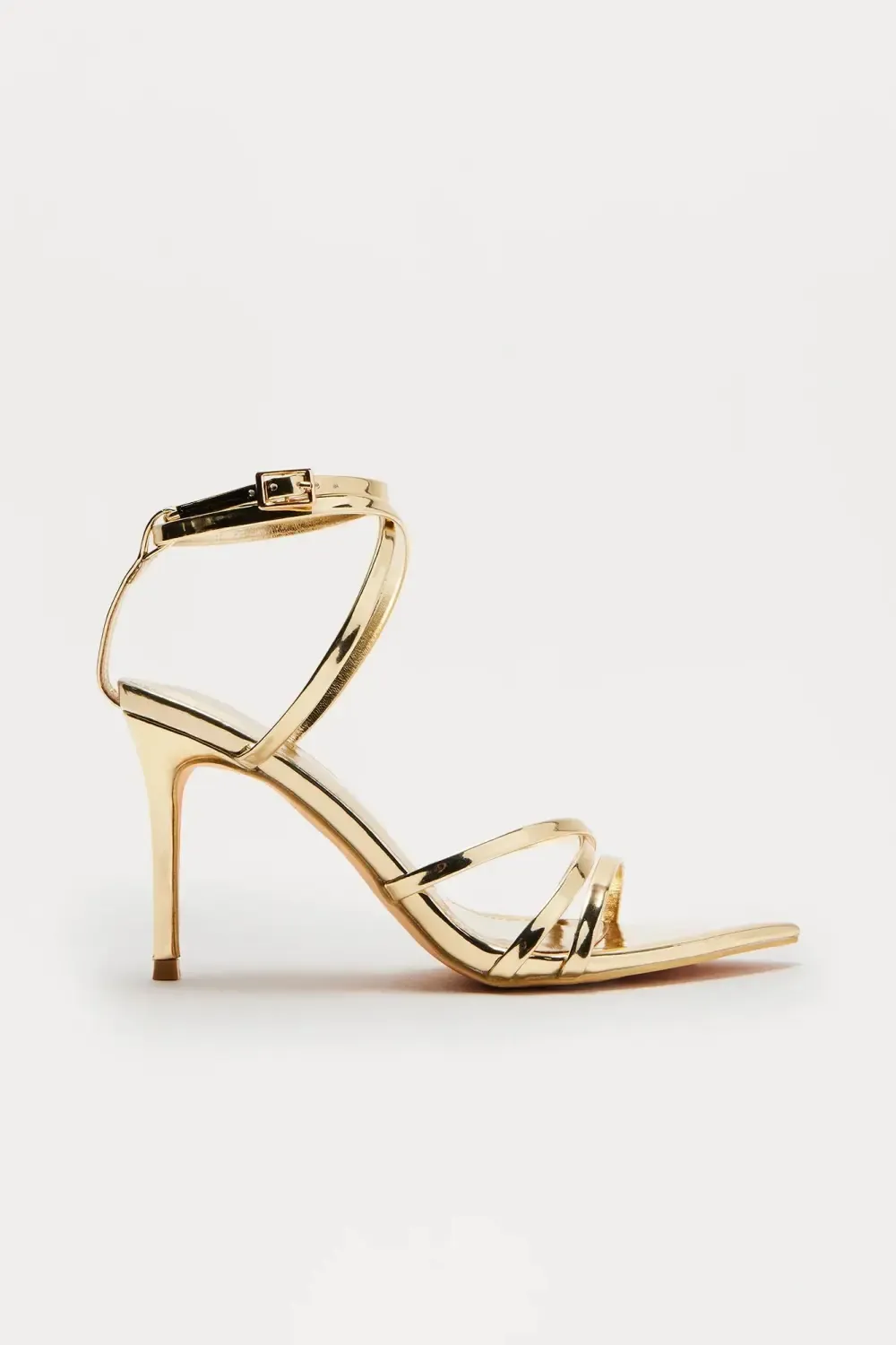 Upton Faux Leather Stiletto Heels - Gold