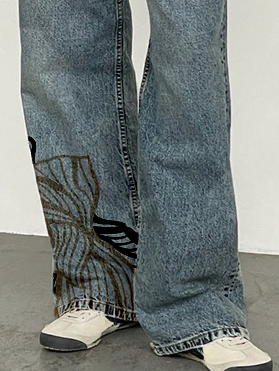 Vintage Blue Wash Low Rise Parallel Jeans