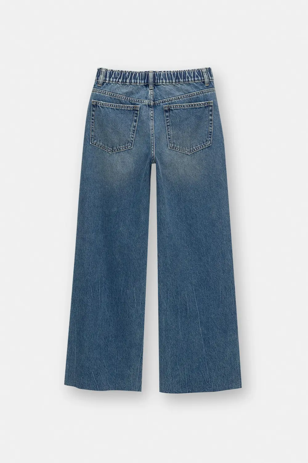 Jeans baggy wide leg cintura elástica
