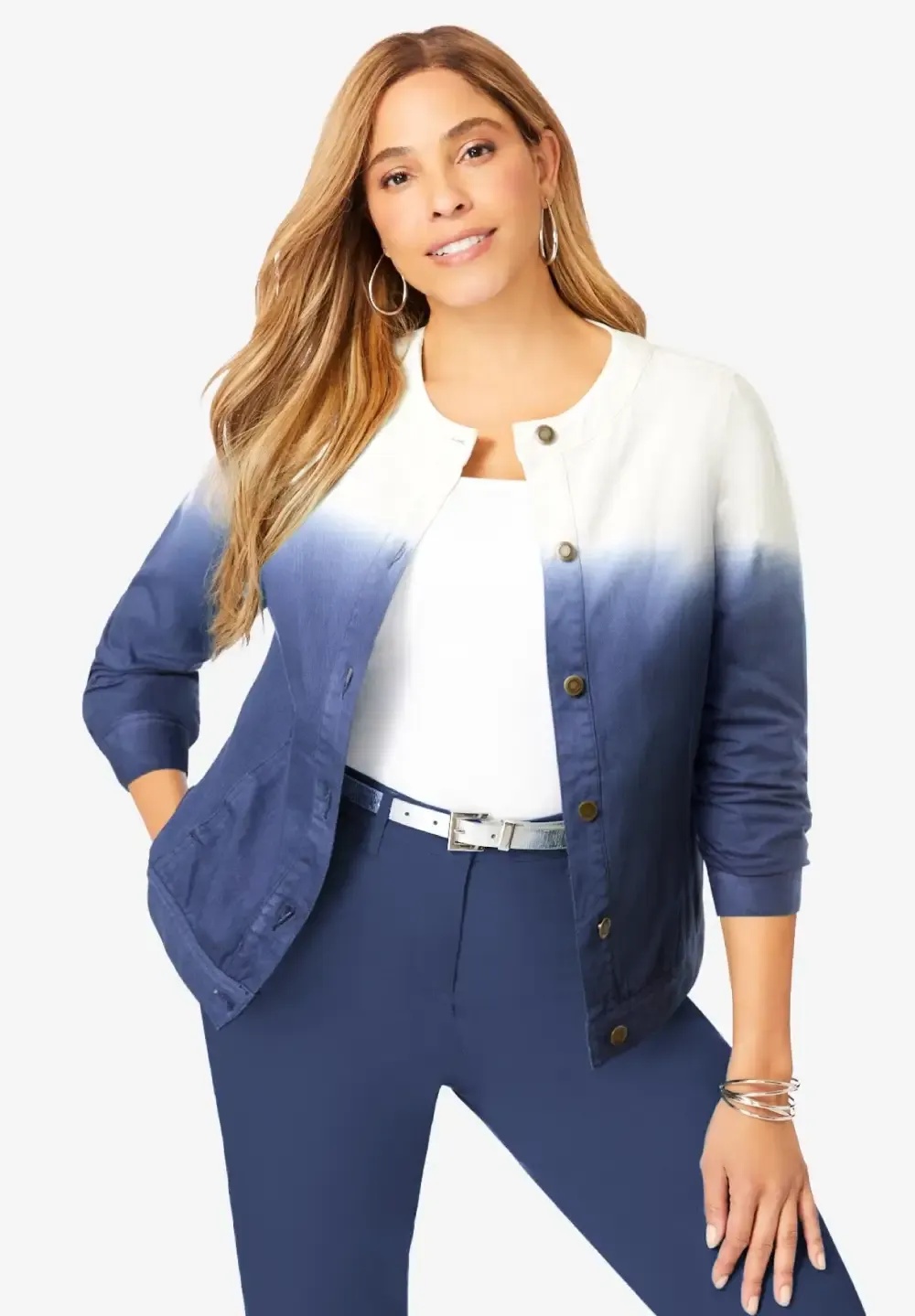 Collarless Denim Jacket