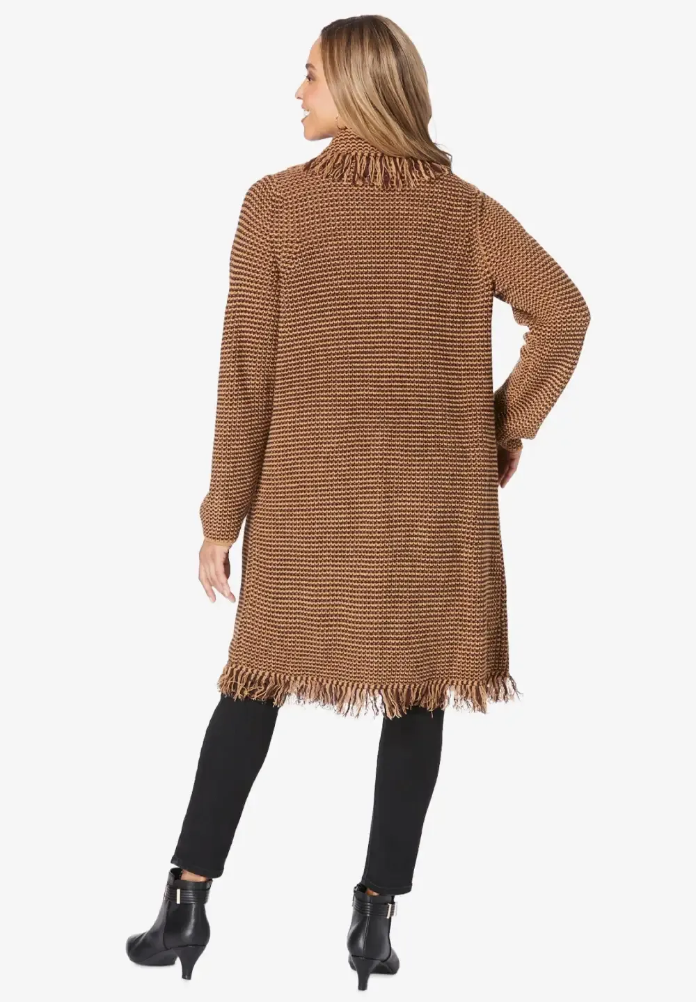 Shawl-Collar Fringe Jacket