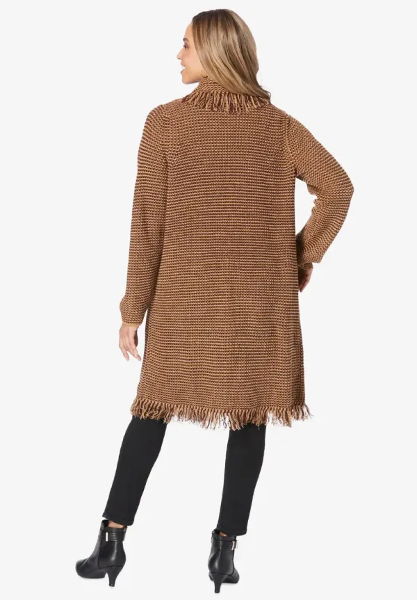 Shawl-Collar Fringe Jacket