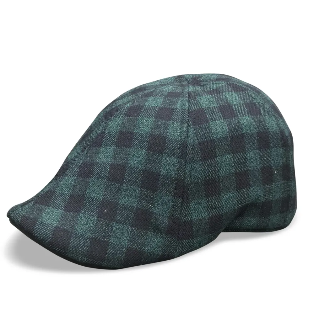 The Brogue Boston Scally Cap - Forest Green & Black Plaid