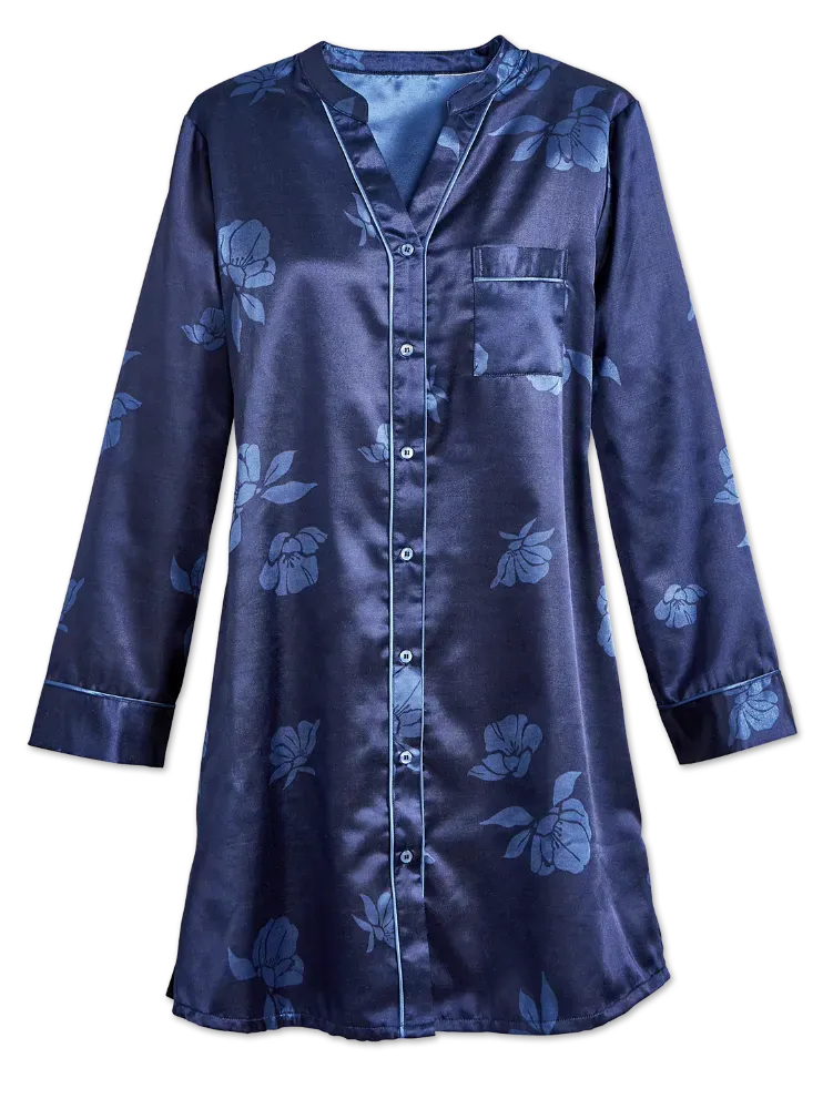 Women's Brushed-Back-Satin Orchid Nightshirt
