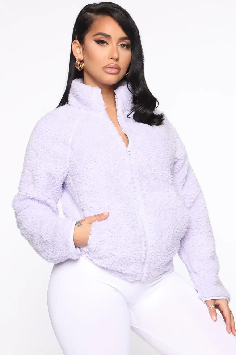 Fuzzy Feels Sherpa Jacket - Lavender