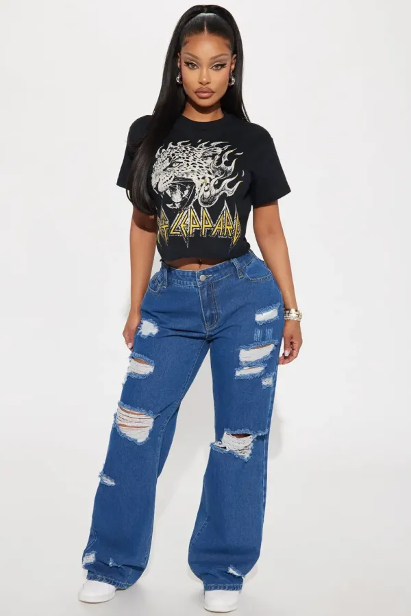 Def Leppard Inferno Cropped Tee - Black