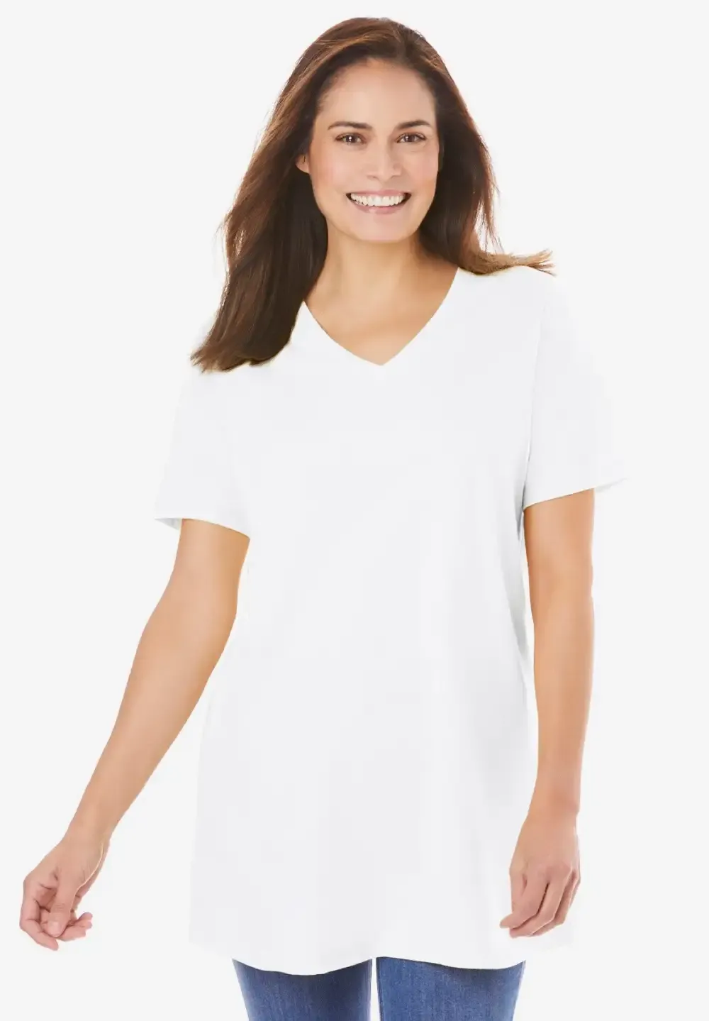 Perfect Short-Sleeve V-Neck Tunic