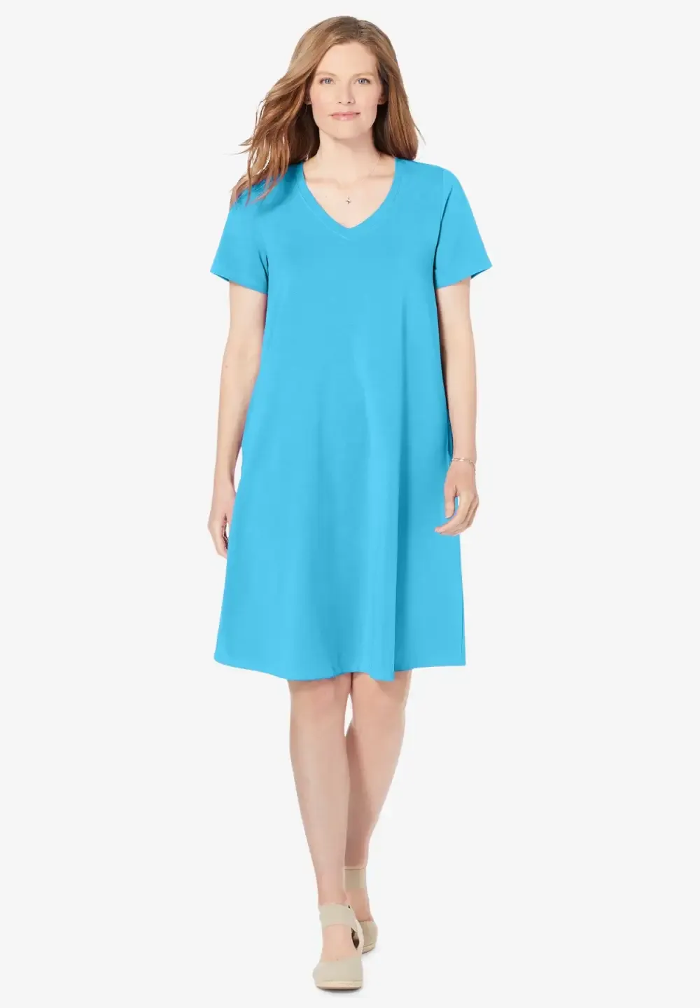 Perfect Short-Sleeve V-Neck Tee Dress