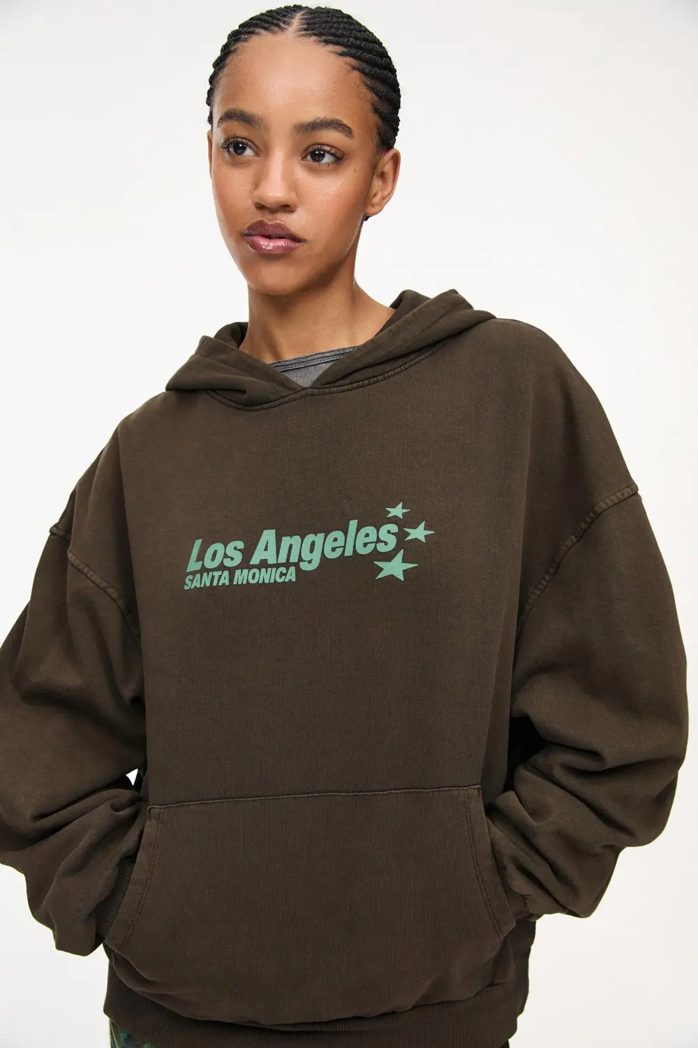 Sudadera capucha boxy estrellas