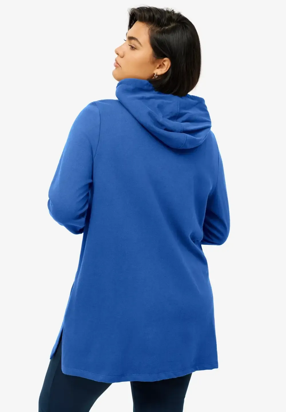French Terry Zip-Front Hoodie With Zip Pockets