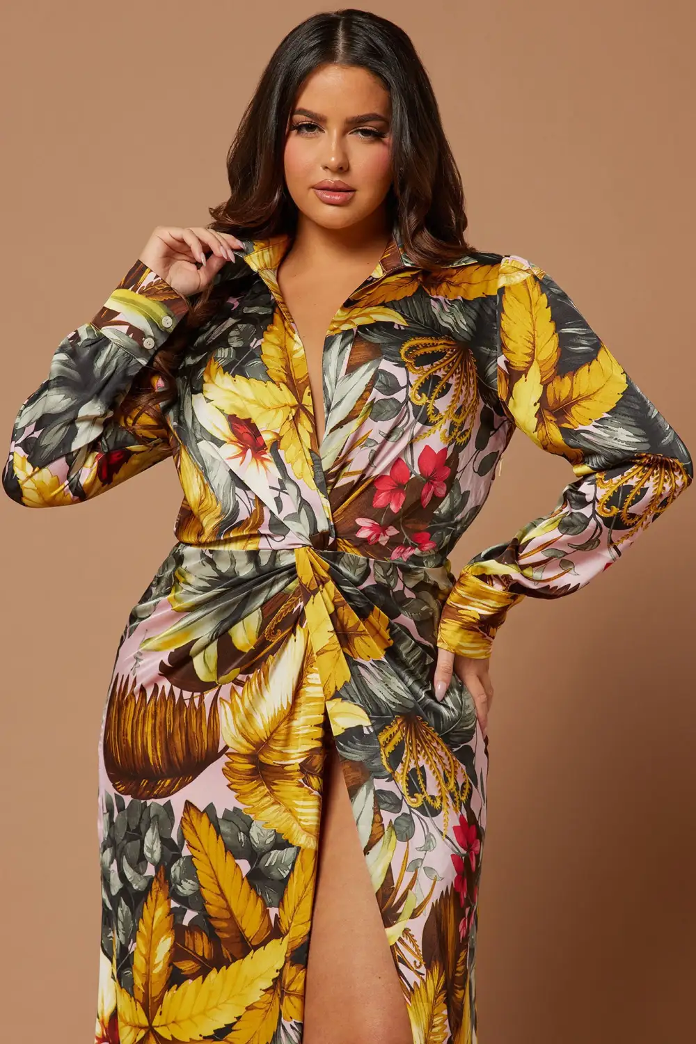 Teresa Floral Satin Maxi Dress - Multi Color
