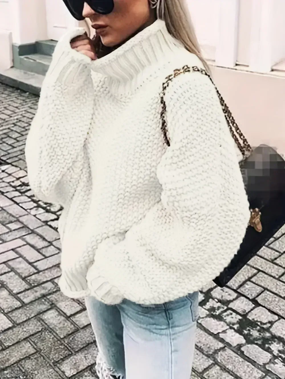 Solid Turtle Neck Pullover Sweater, Casual Long Sleeve Sweater For Fall & Winter, Women's Clothing