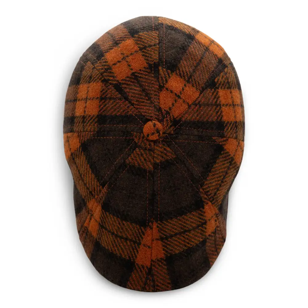 The Jack-O’-Rose Boston Scally Cap - Orange Plaid