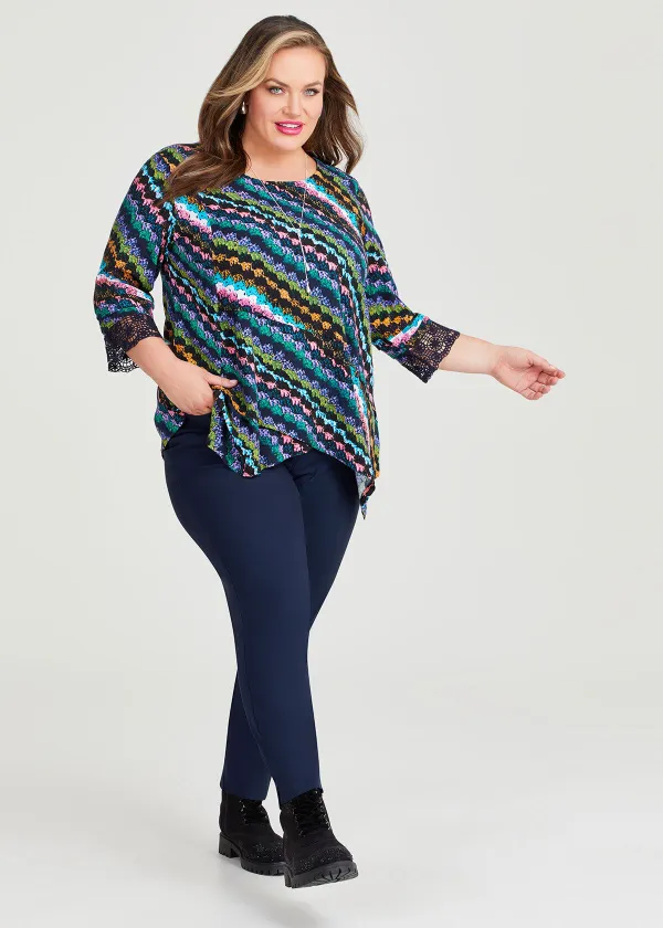 Crochet Print Natural Top