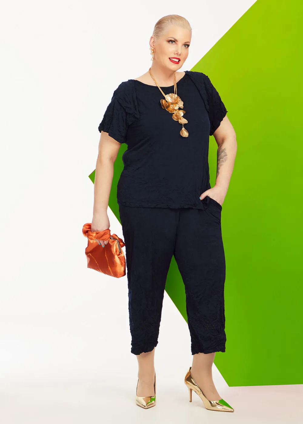 Laser Cut Crush Cullote Pant