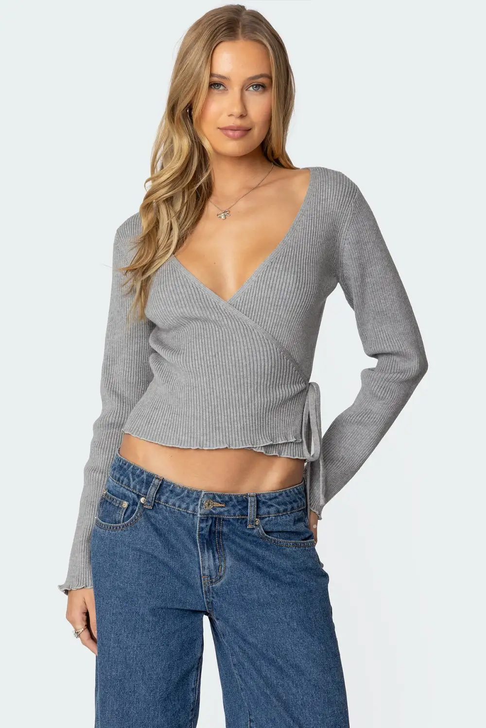 Paden Ribbed Knit Wrap Top
