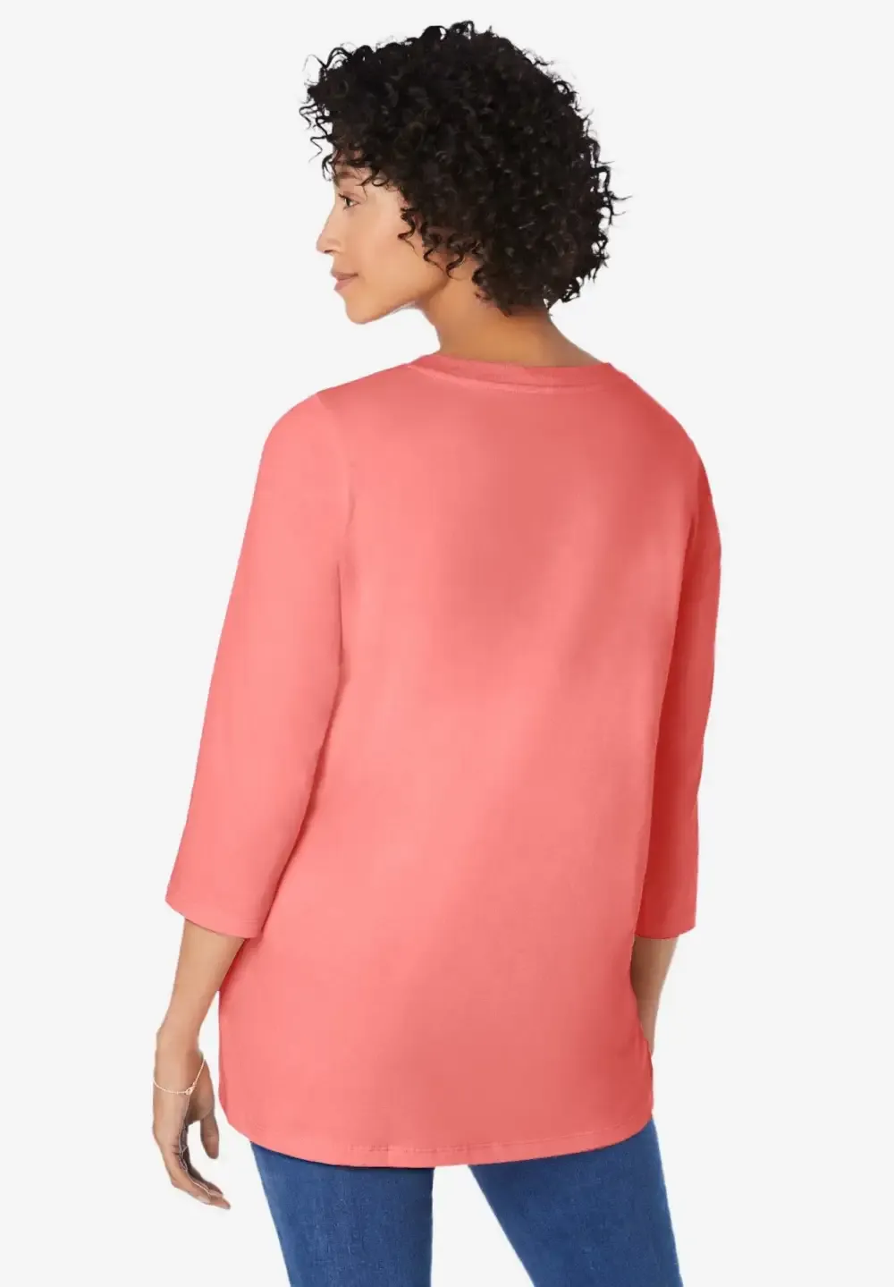 Perfect Three-Quarter Sleeve V-Neck Tunic