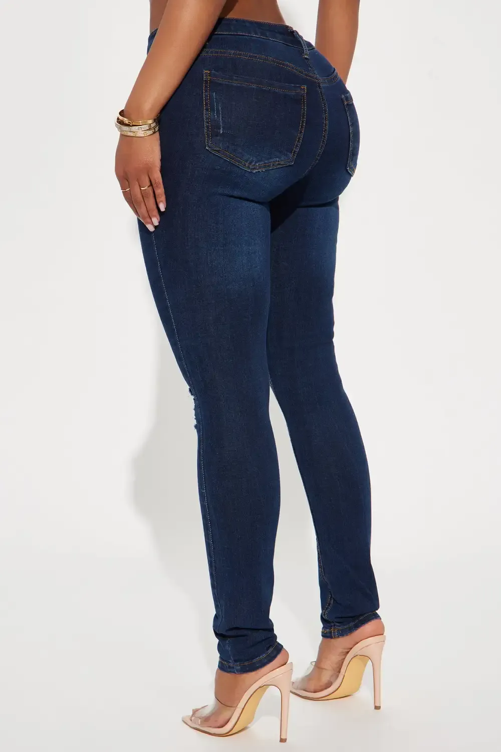 Saturday Nights Ripped Mid Rise Skinny Jeans - Dark Wash