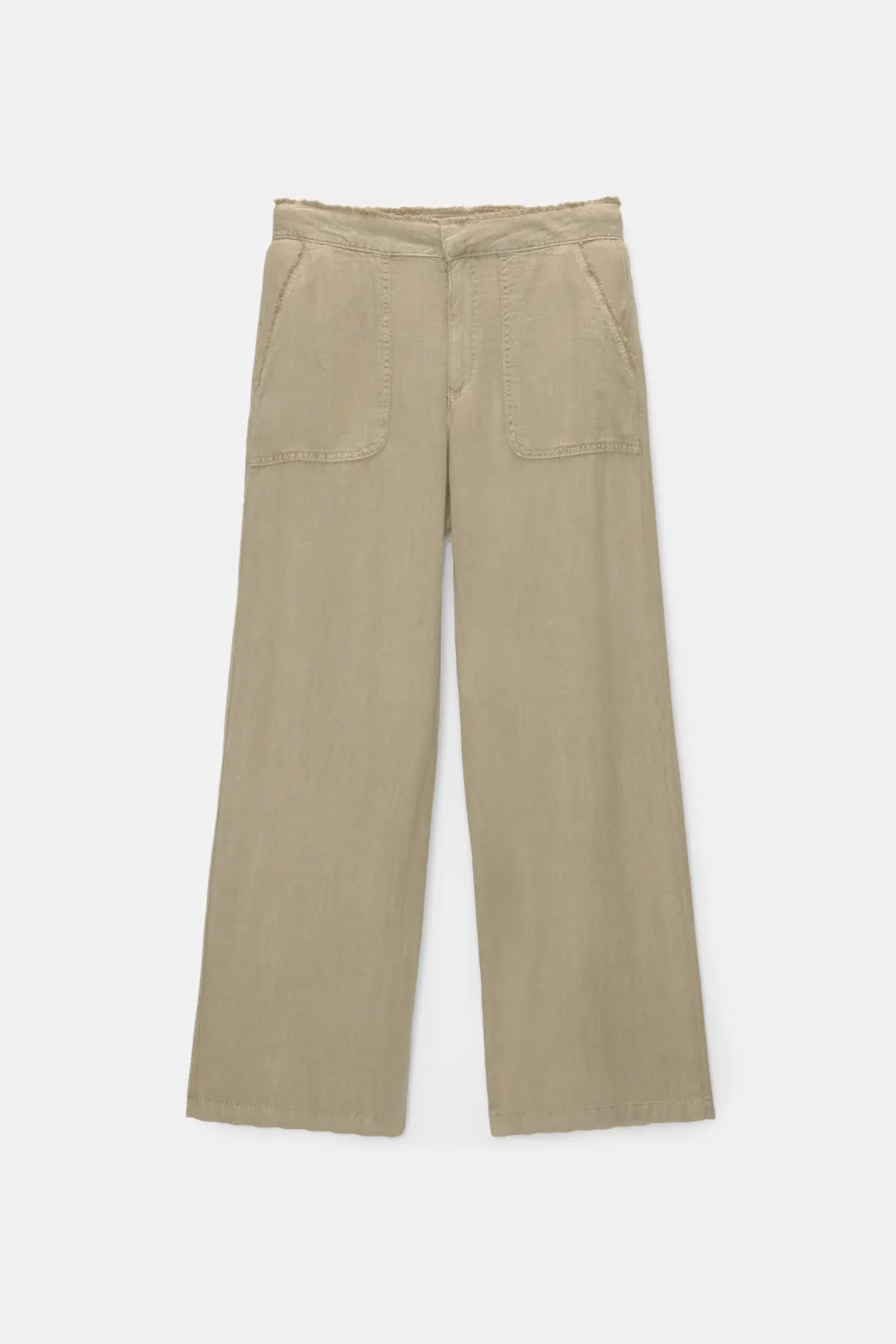 Pantalón fluido desflecado con lino