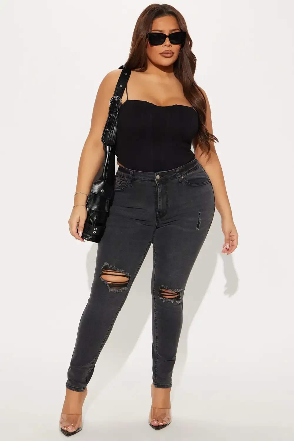Got Spunk Destroyed High Stretch Skinny Jean - Black Wash