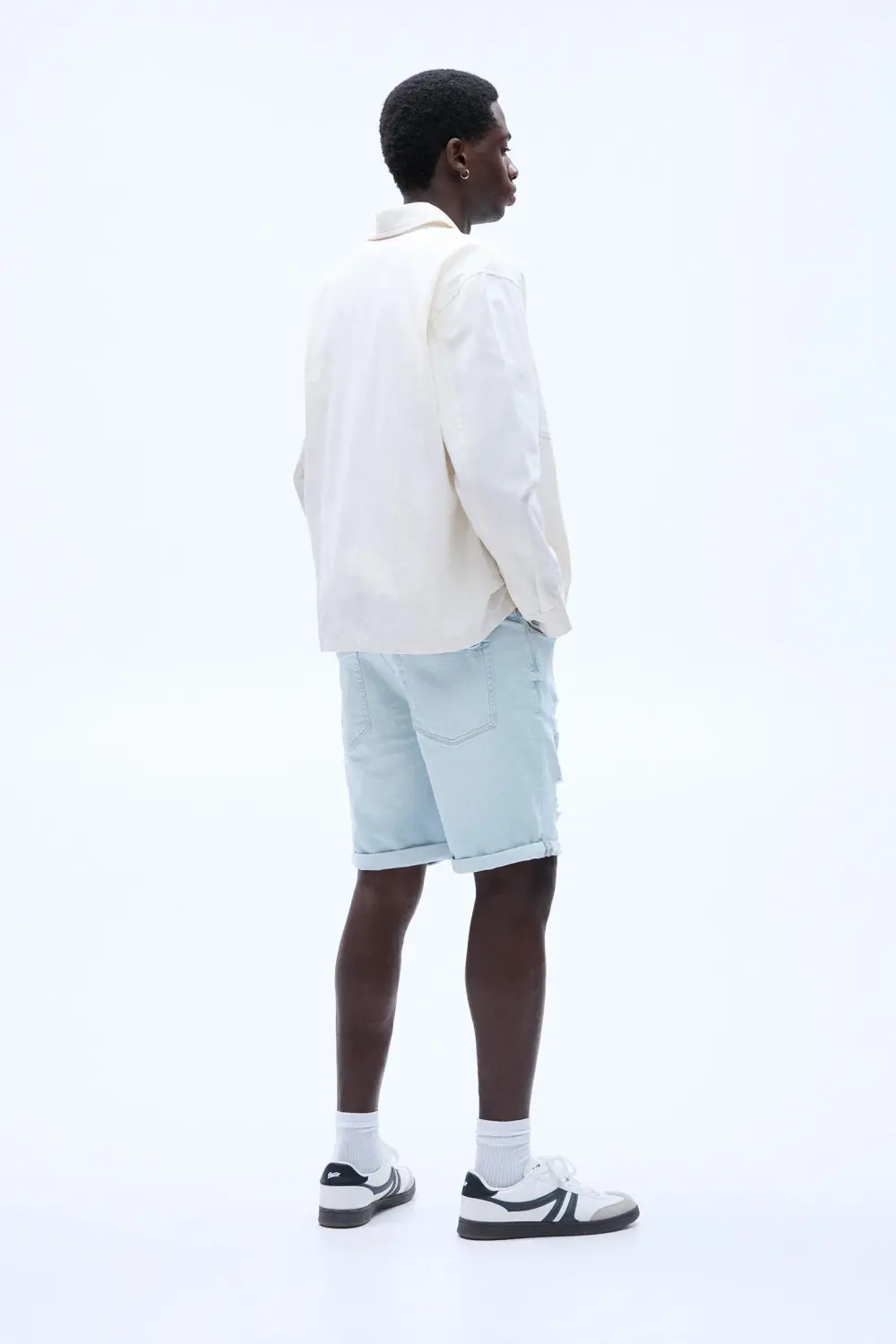 Ripped denim Bermuda shorts