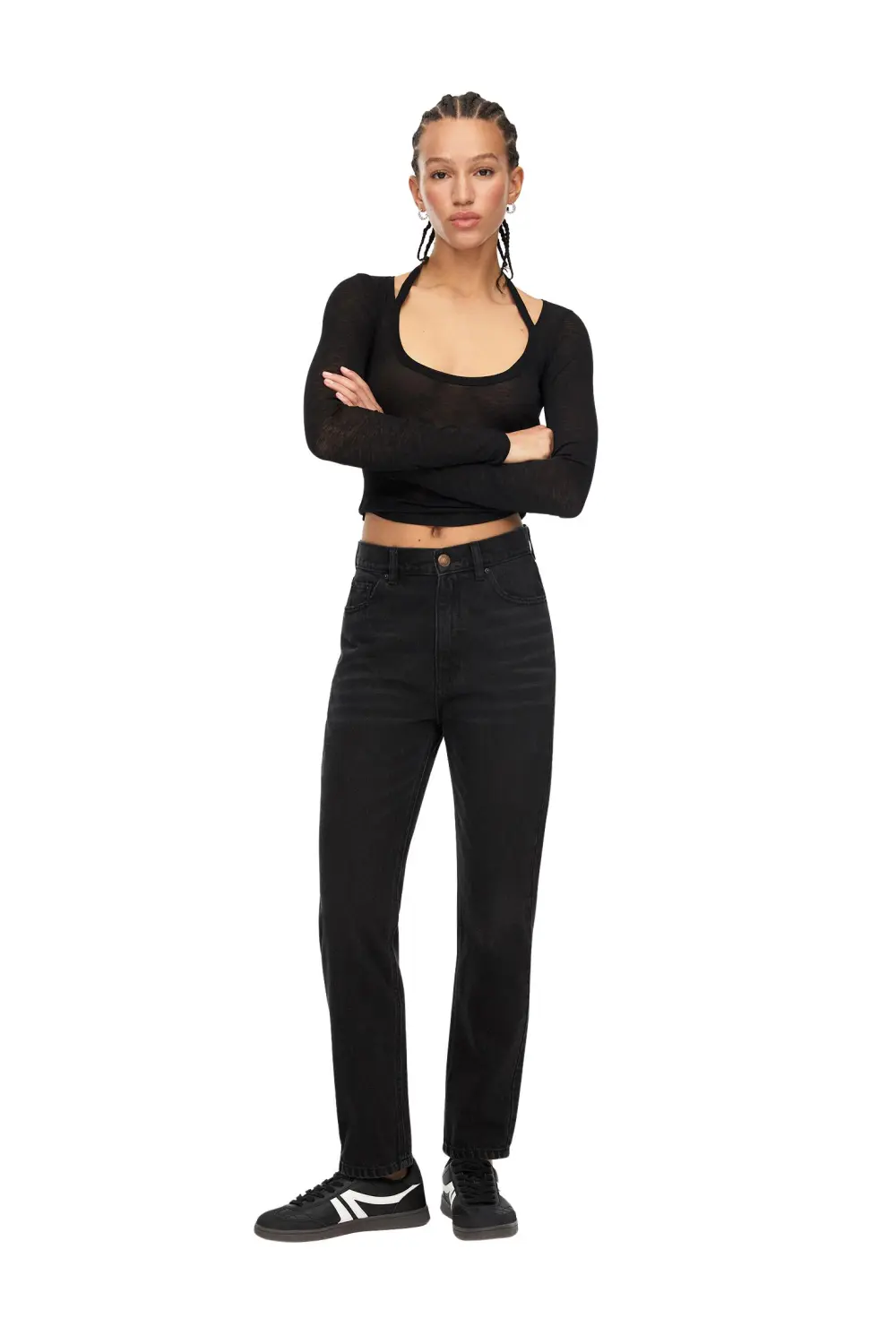 Jeans mom tiro alto