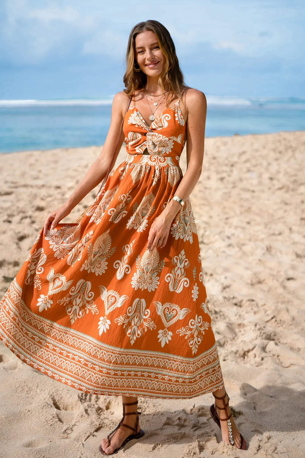 Evening Sun Ornate Midi Dress
