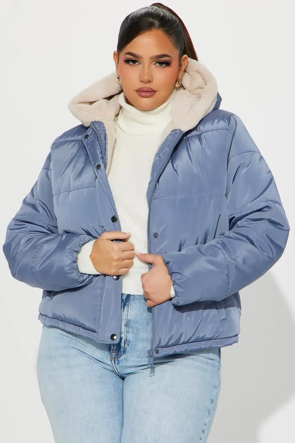 No Limits To It Puffer Jacket - Slate Blue