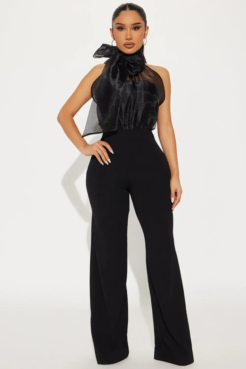 That's A Wrap Crepe Wide Leg Jumpsuit - Black