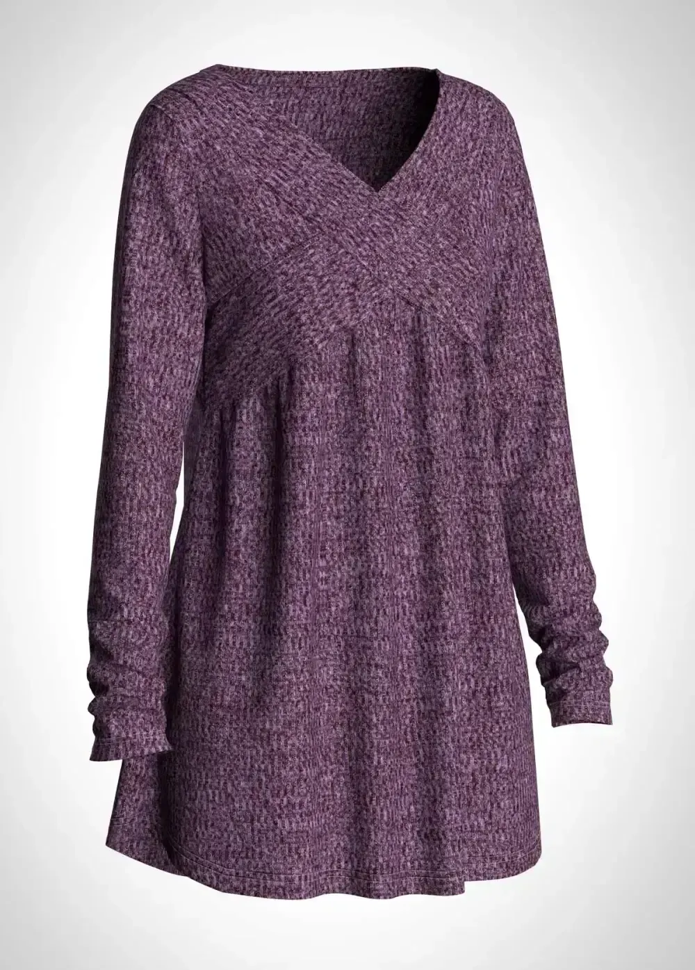 V Neck Long Sleeve Purple T Shirt