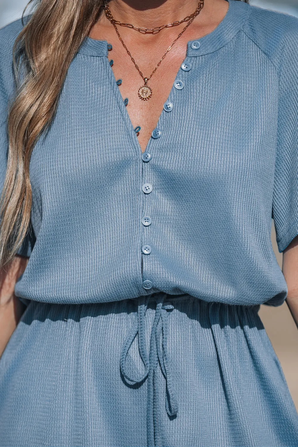 Cozy Textures Blue Romper