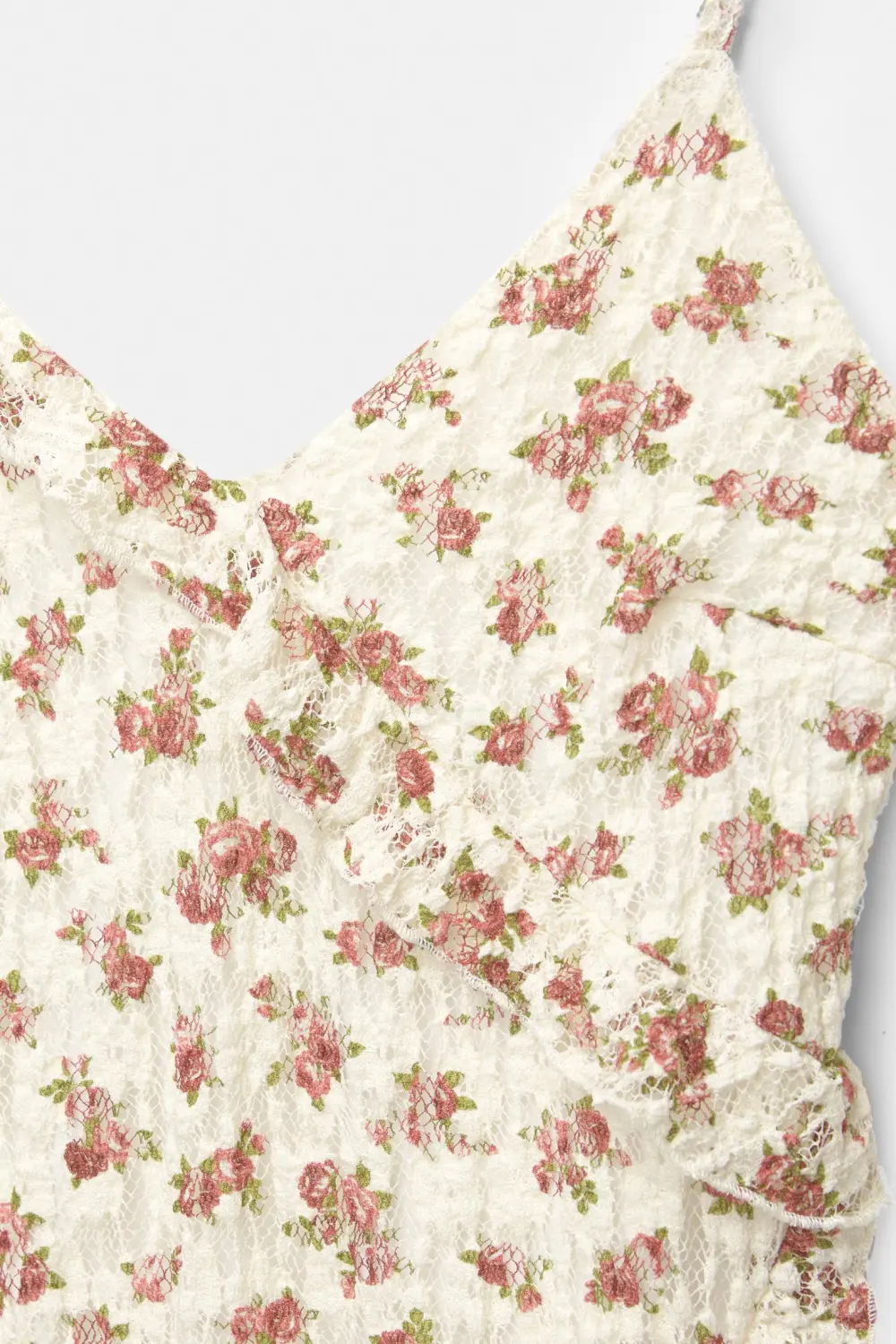 Vestido corto flores encaje