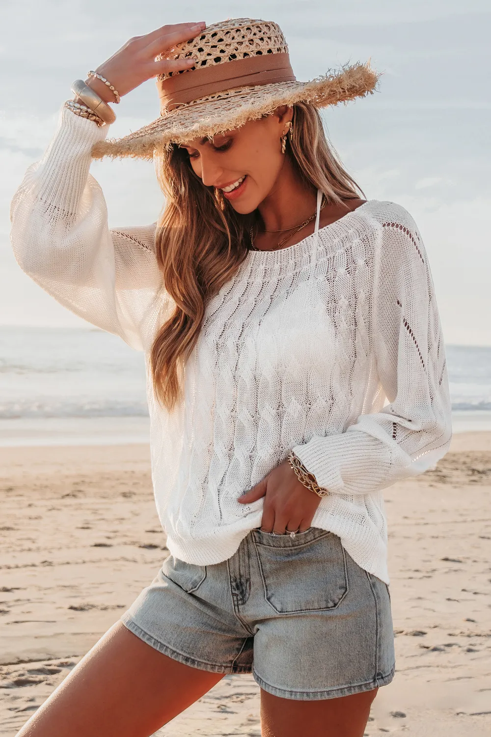 Serena Beige Cover-Up Top