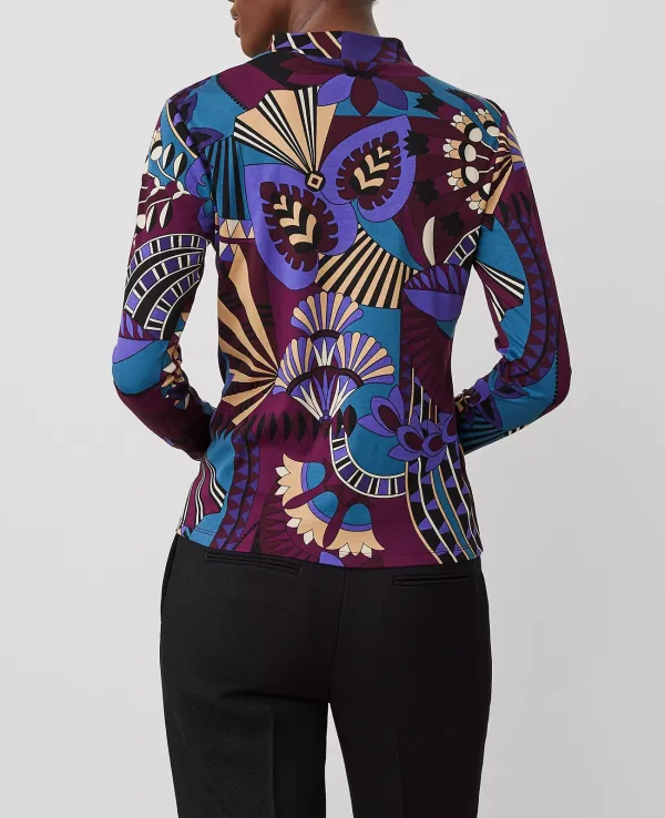 Plum Burst Mock Neck Top