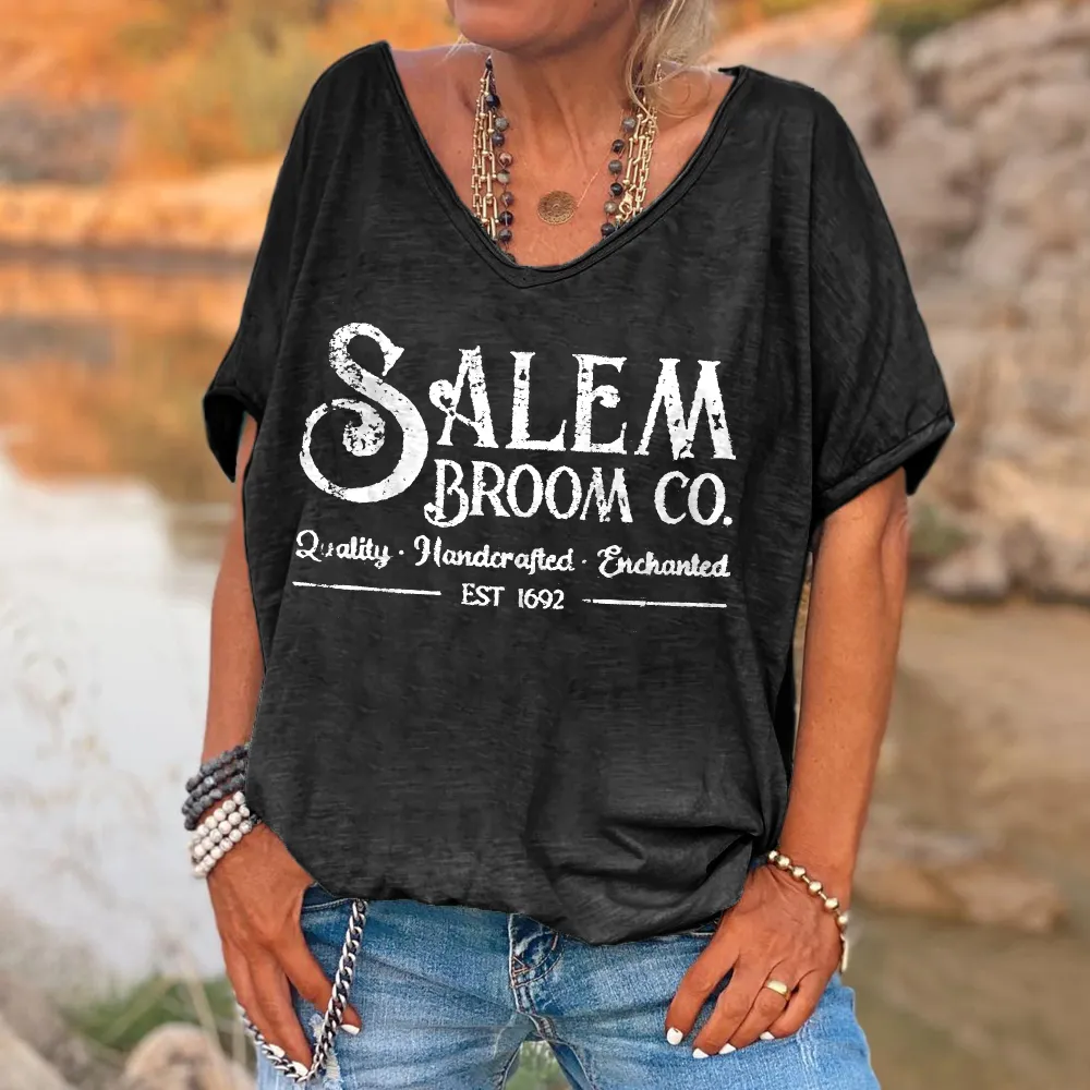 Salem Broom Co. Quality Handcrafted Enchanted EST 1692 Printed Women's T-shirt