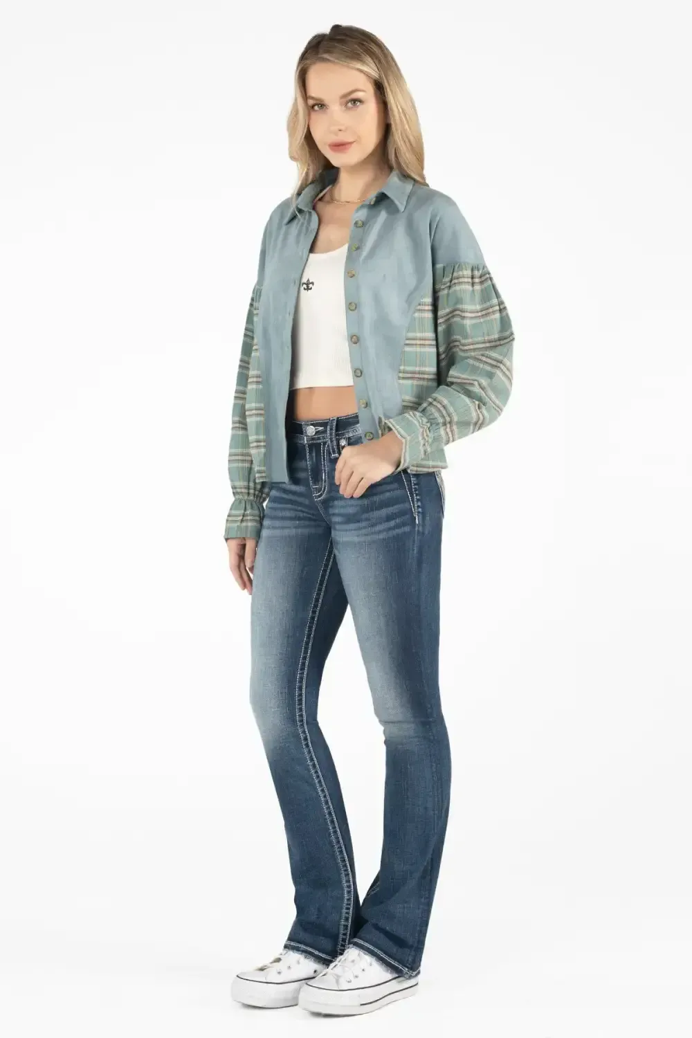 Dolman Plaid Button Up Shirt