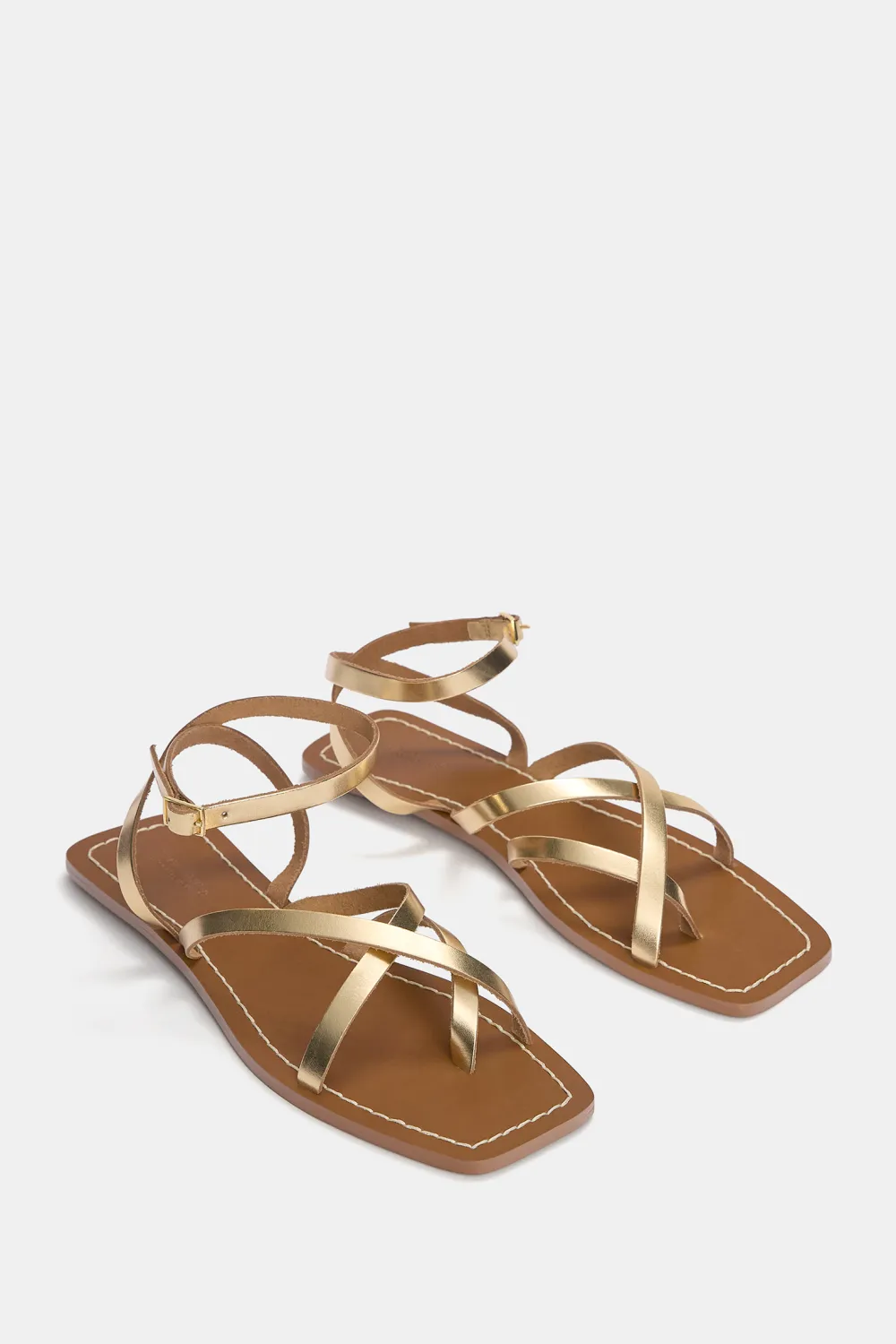 Sandalias planas piel