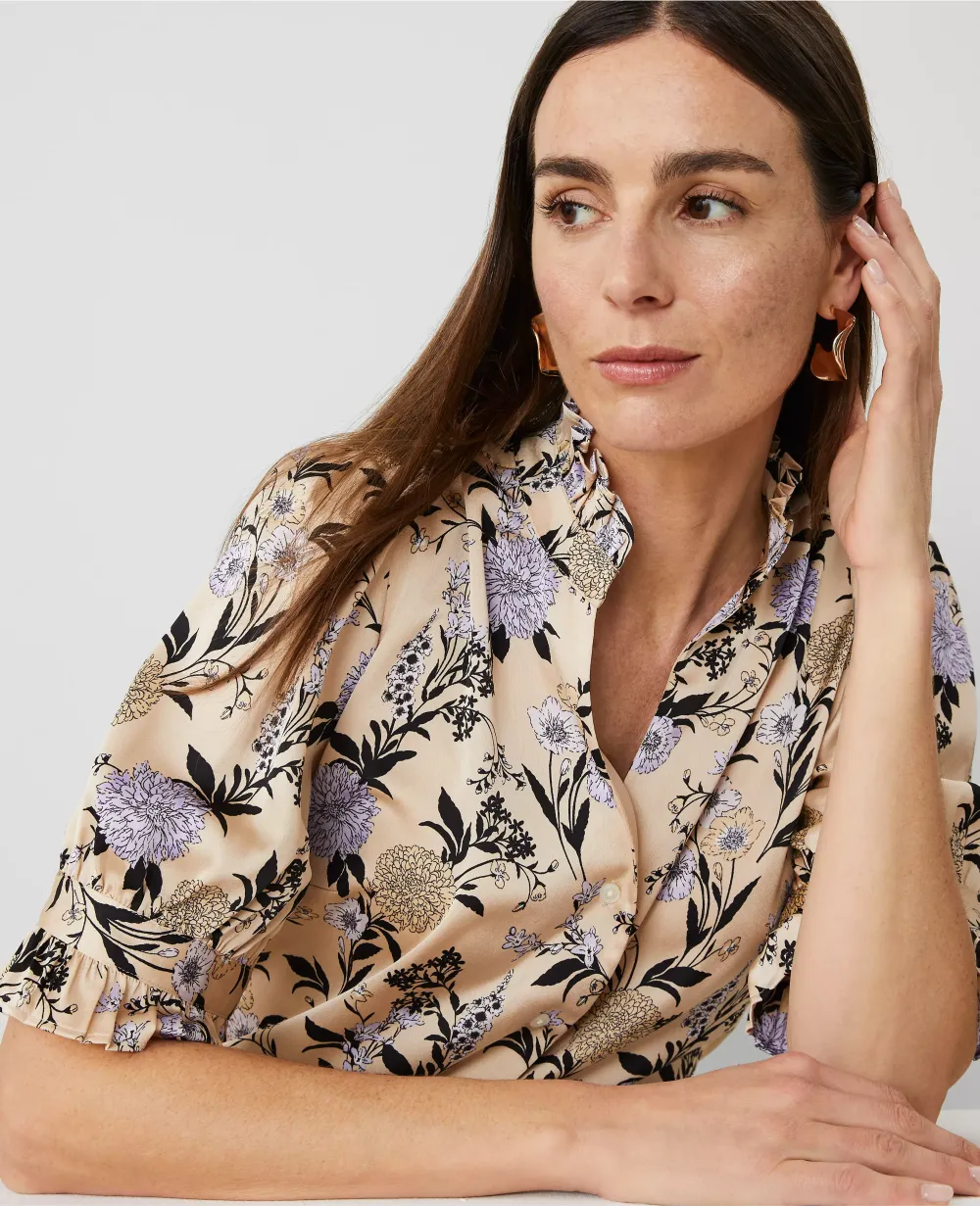 Floral Ruffle Collar Blouse