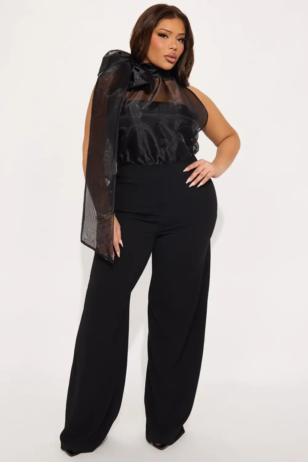 That's A Wrap Crepe Wide Leg Jumpsuit - Black